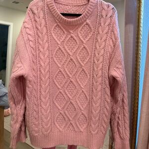Daily Drills Pink Cable Knit Sweater